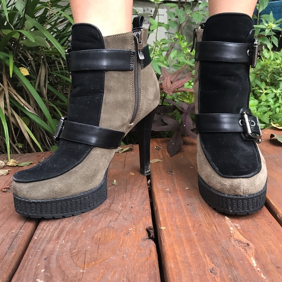 BCBG Shoes - BCBG Suede Combat Platform Booties